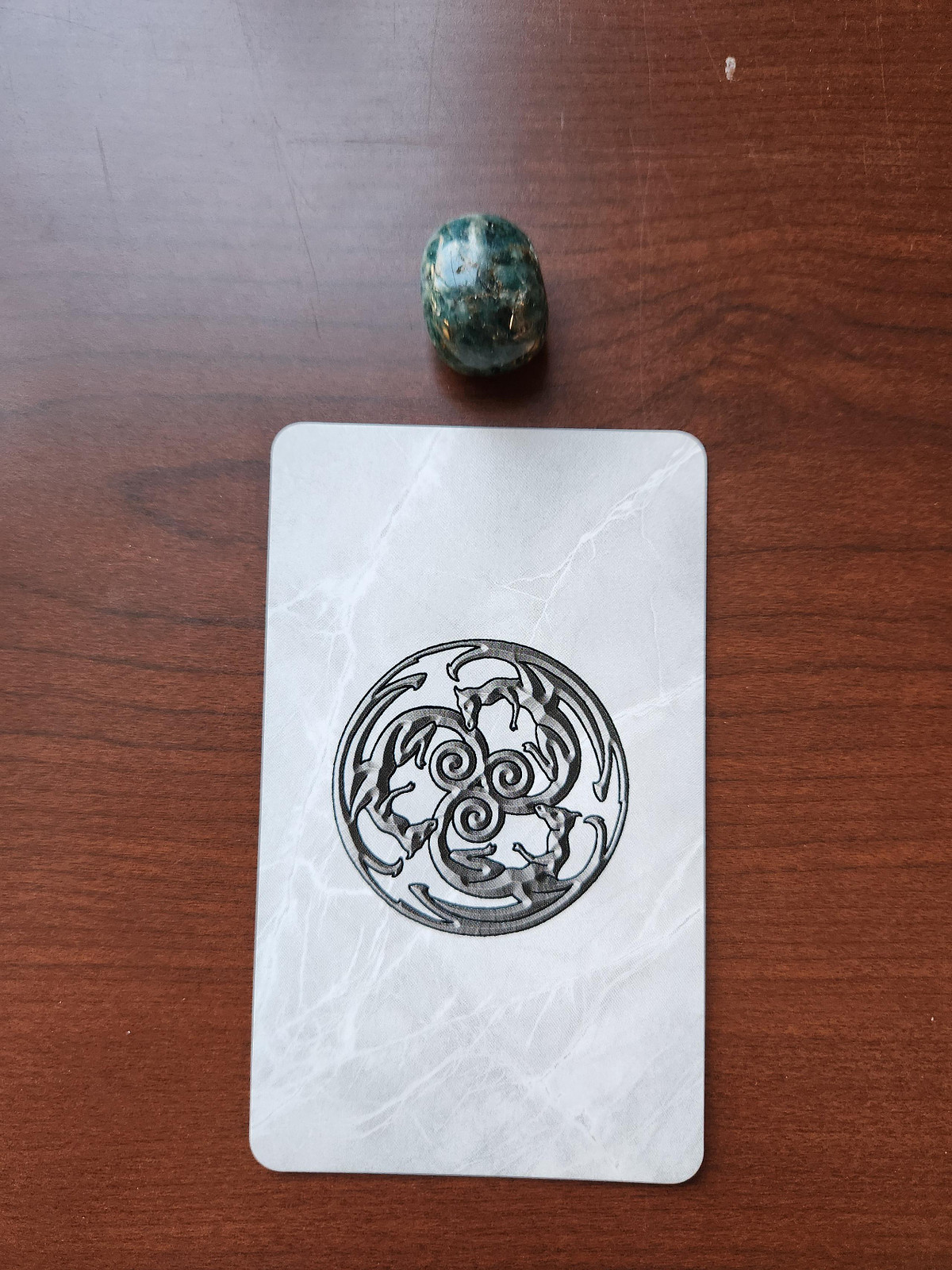 Celtic Dragon Tarot Card and Blue Apatite