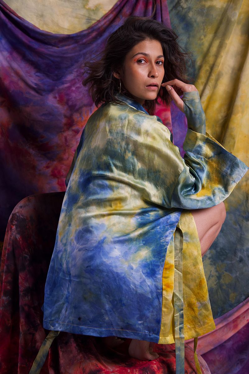 Linen Satin Kimono Jacket - Golden Hour