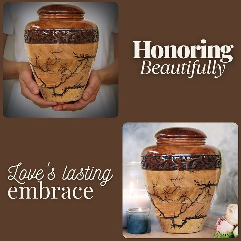 Multi Art Wood Urn – Handcrafted, Natural