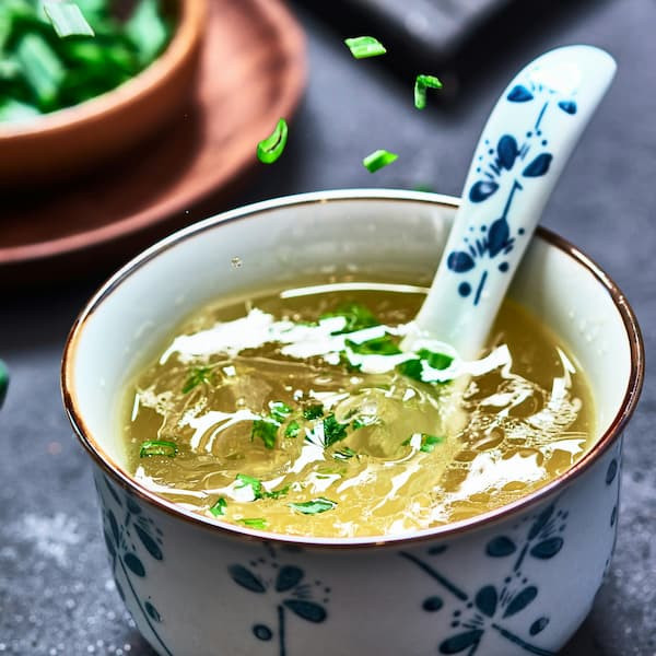 bowl of miso soup with chives