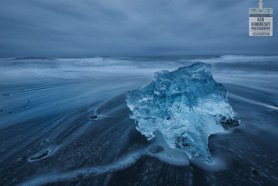 Ken Kaminseky photo of blue water, sky and ice