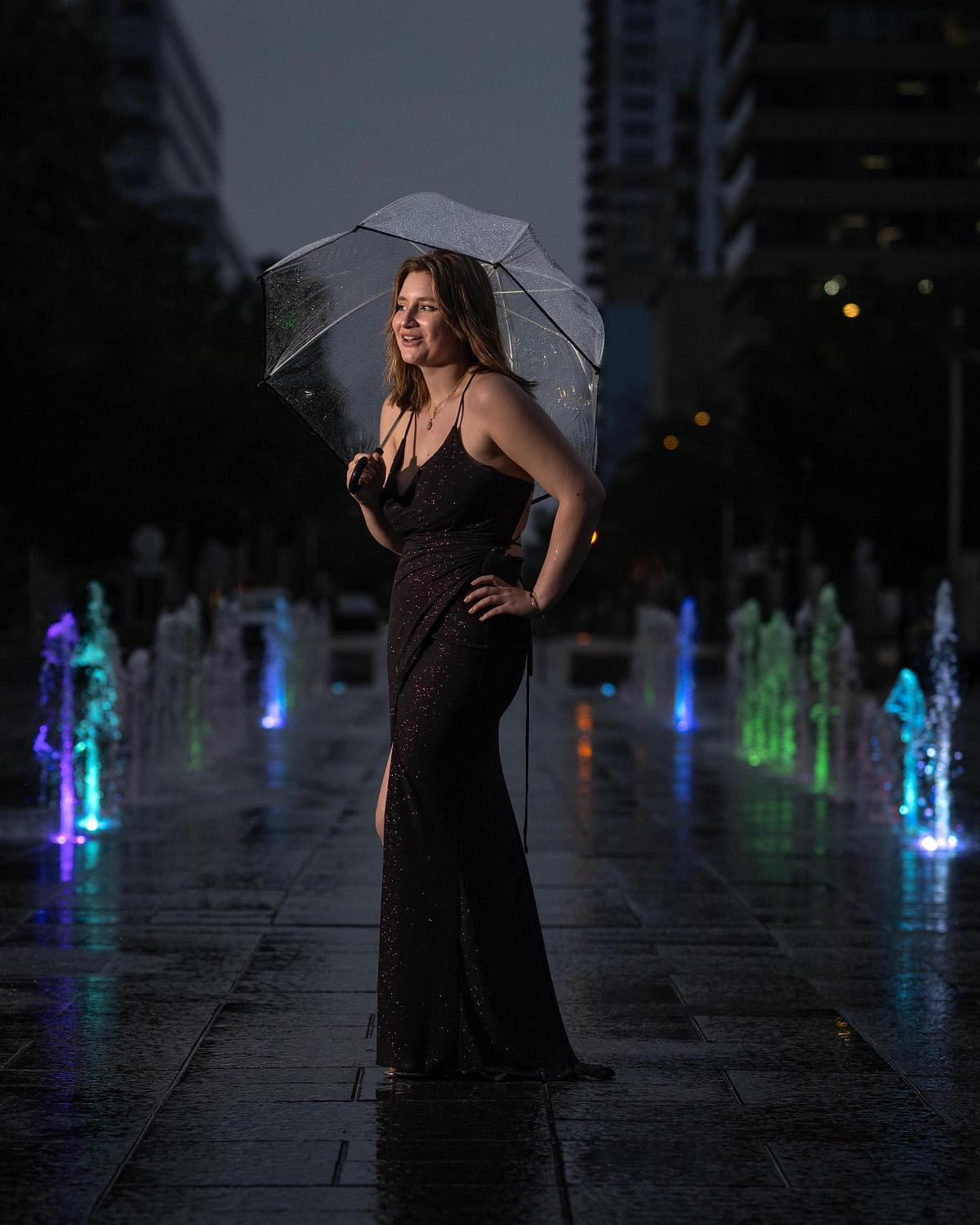 Formal Portrait in the rain at Alberta Legislative Grounds