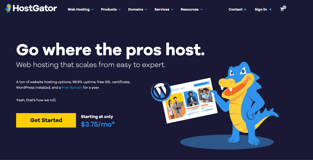 Website builder HostGator screenshot