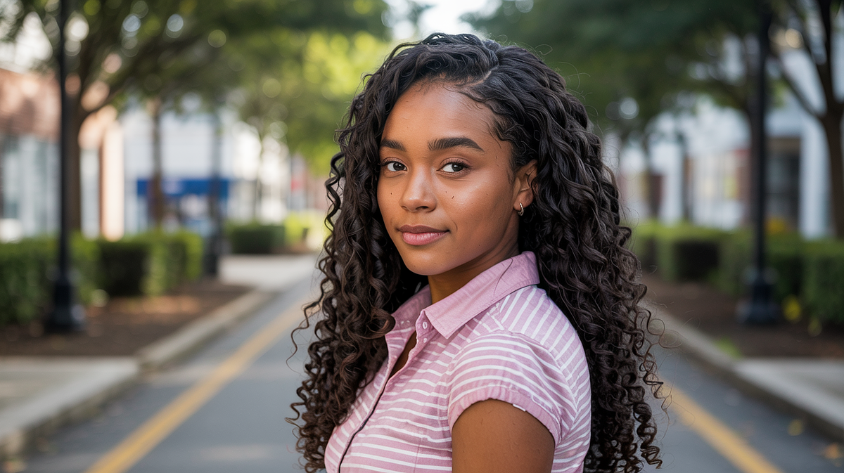 High school senior posing confidently outdoors in natural light.
