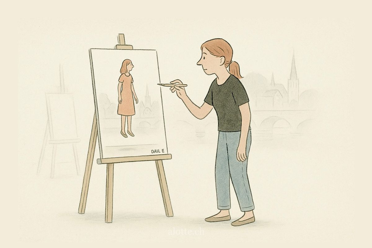 Metaphorical illustration of a lady using GenAI to create an image that's hallucinating | Martin Potter