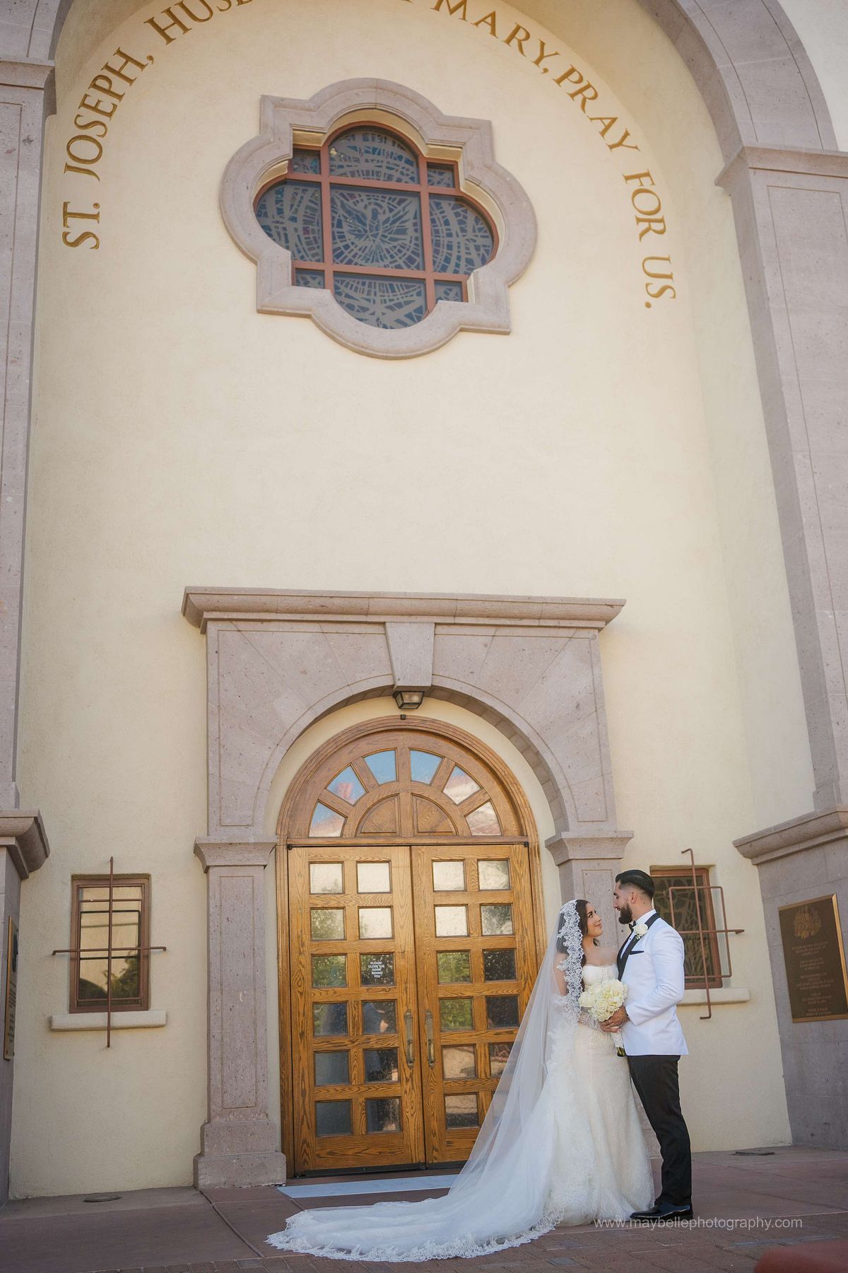 Husband and wife portraits at Saint Joseph, Husband of Mary Roman Catholic Church in Las Vegas Wedding Photography