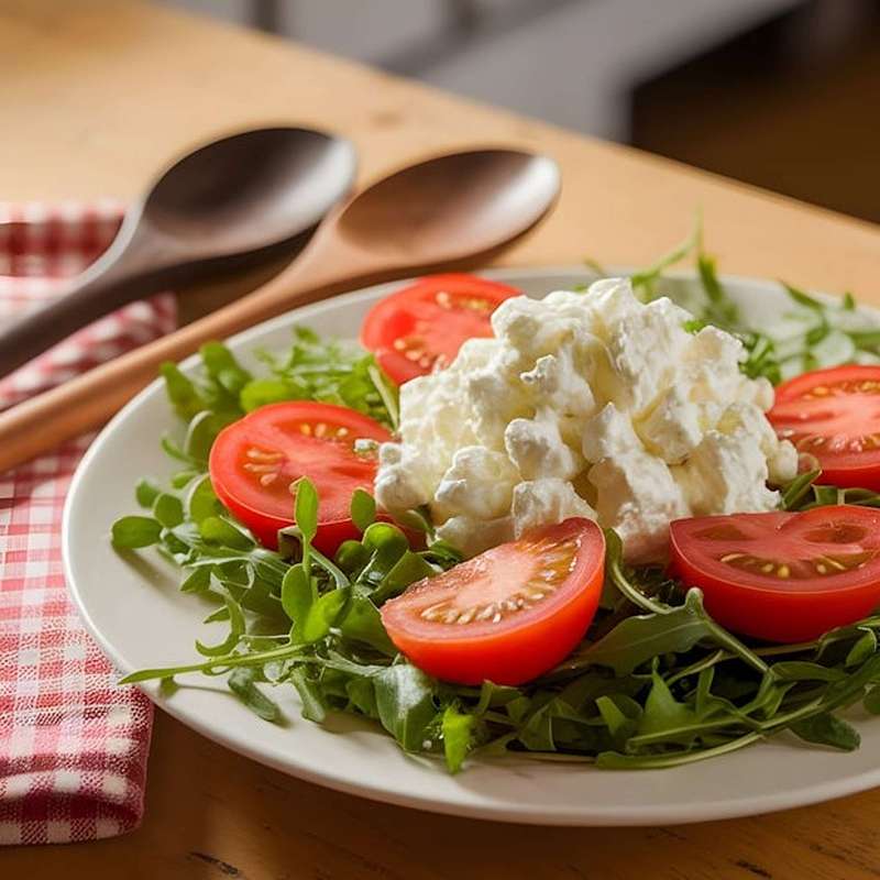 Cottage Cheese with Tomato and Arugula