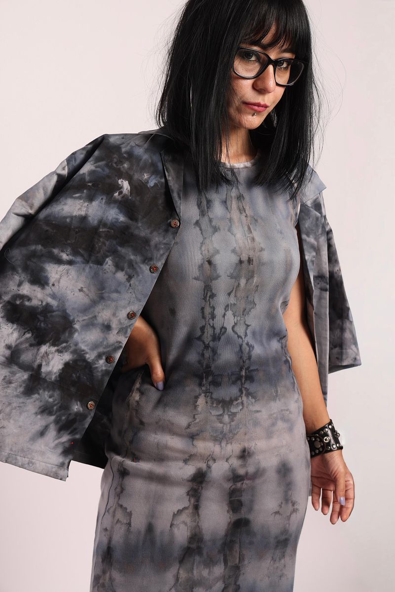 Ribbed Dress Charcoal Night (Gray Black)