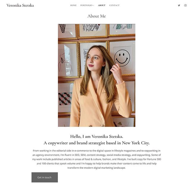 Copywriter Veronika Stretska&rsquo;s About Me Page
