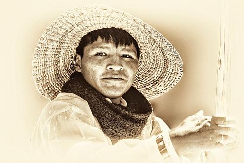 Portrait en sepia d'un homme du Pérou