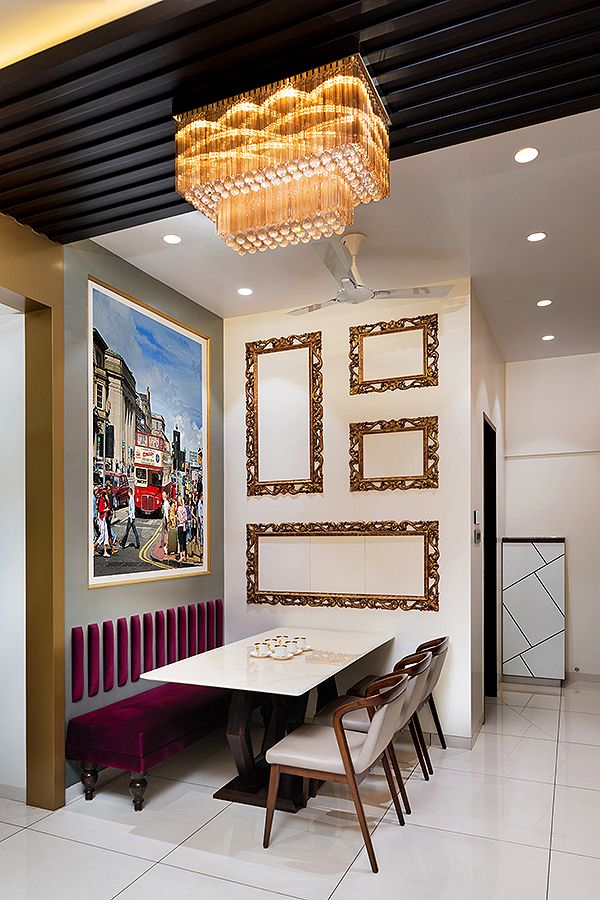 interior architecture photographer : Interior design photography of a modern dining area in a living room