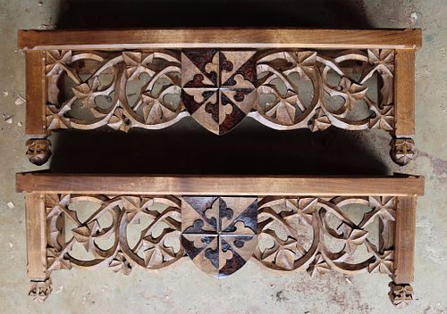 both shelves fully stained and finished and ready for delivery and installation