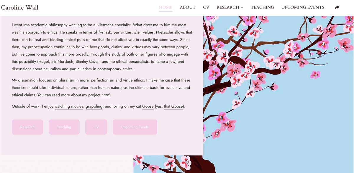 Caroline Wall's student portfolio website