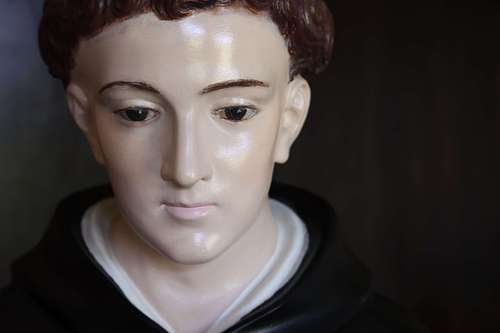 Face Very pale statue before restoration