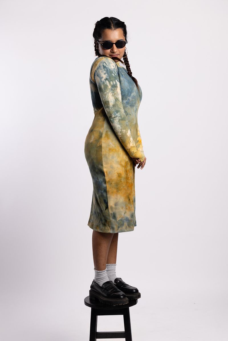 Ribbed Dress Golden Hour (Blue Gold)