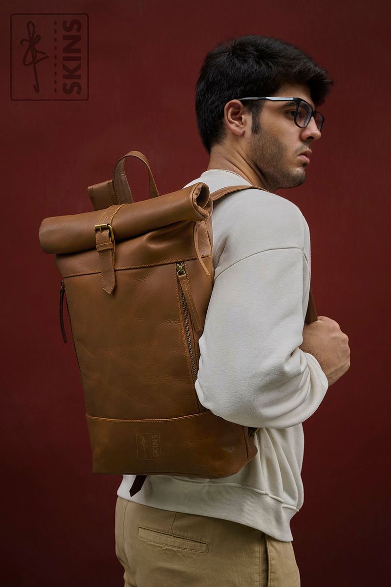 SKINS: Koshā Vanta Leather Rolltop Backpack