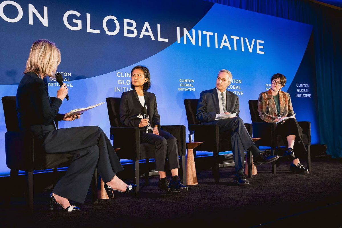 Corporate event photography capturing panelists during the Resilient Futures session at the Clinton Global Initiative 2024 Annual Meeting in New York City, highlighting leadership, collaboration, and impact-driven dialogue.