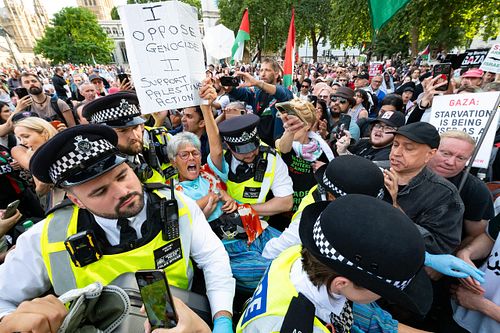 Defend Our Juries protest in Parliament Square, mass arrests, London, UK