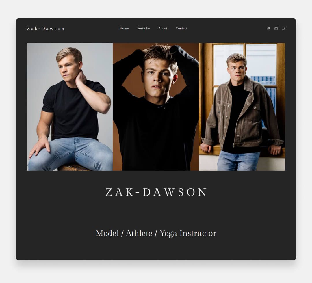 Modellportfolio von Zak Dawson