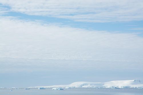 Watercolor-like blending of sky, sea, and ice in Antarctica