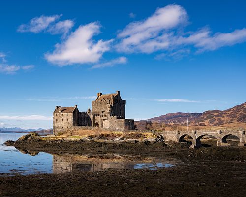 Cityscapes, architecture, castle, medieval, bridge, moat, building, stone, brick, Scotland, United Kingdom, UK,