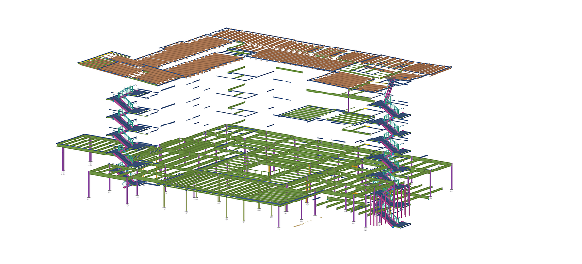 Steel pipe rack detailing in Tekla for offshore or industrial use