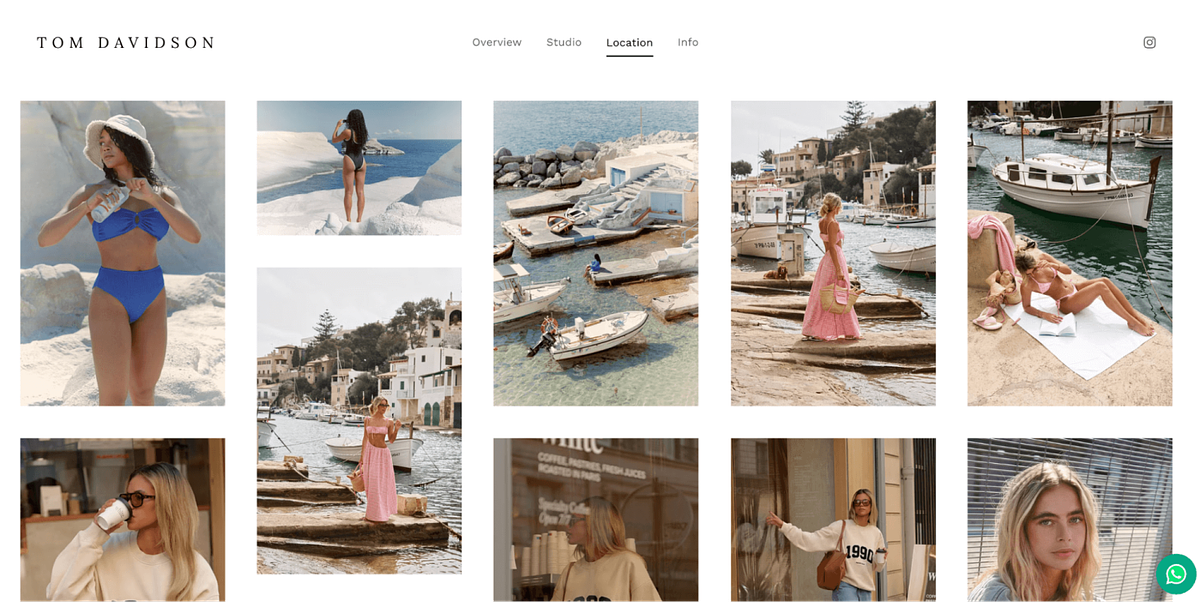 Website mit Tom Davidsons Portfolio für Modefotografie