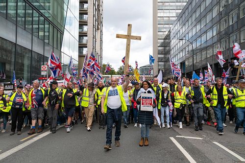 Tommy Robinson “Unite the Kingdom” march defending free speech, London, UK