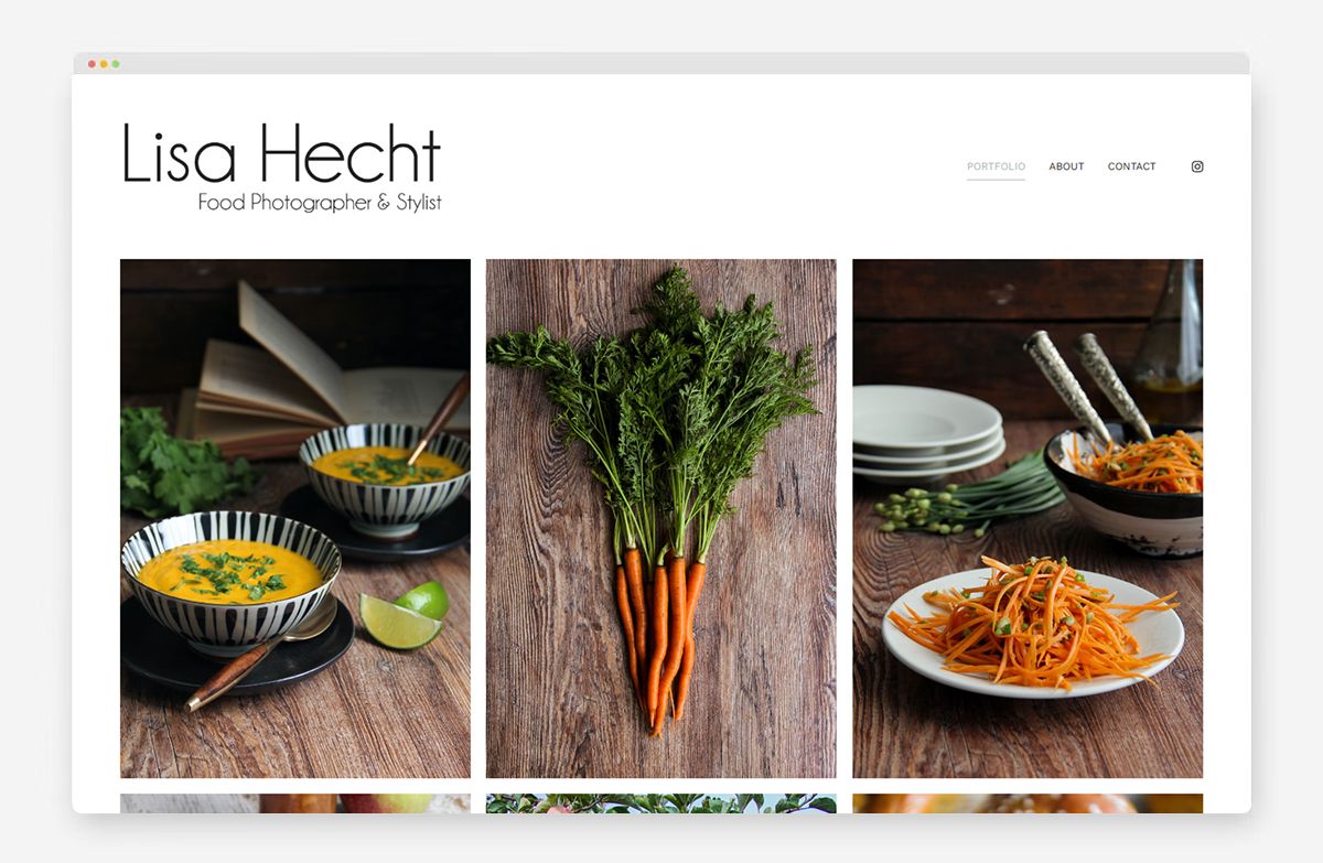 Sitio web del portafolio de fotografía de alimentos de Lisa Hecht
