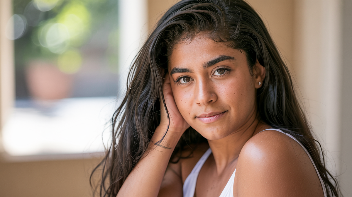 High school senior posing confidently outdoors in natural light.
