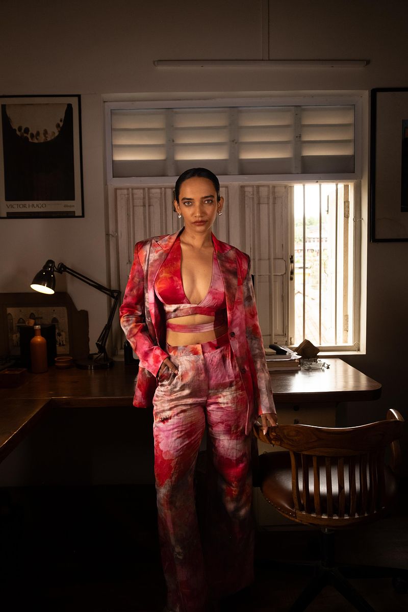 Plunge Wrap Blouse - Scarlet Sky