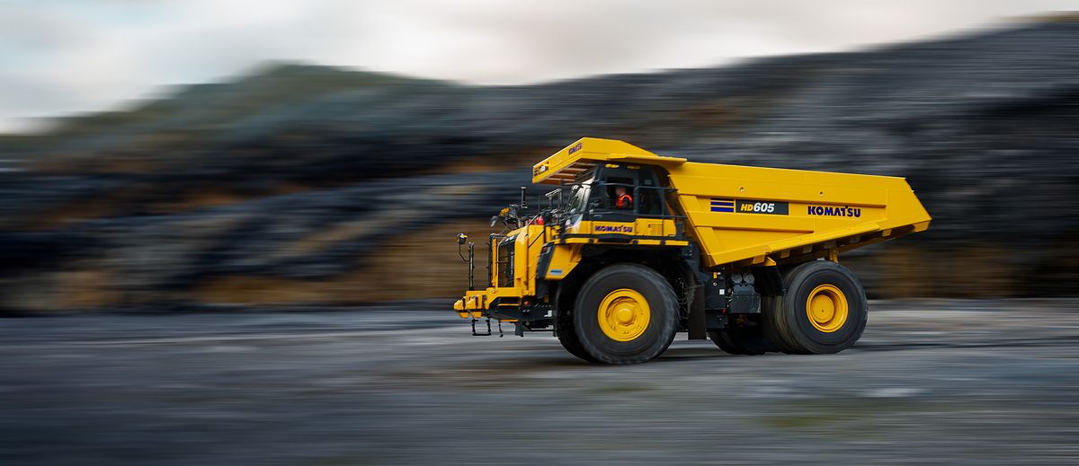 Komatsu HD605 in Motion at Roadstone Quarry - Website Header
