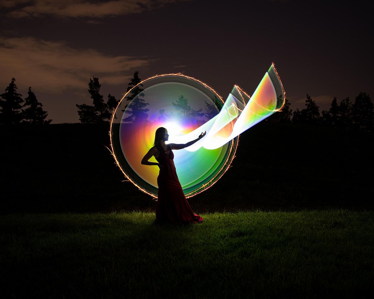 Lightpainted portrait of a woman.