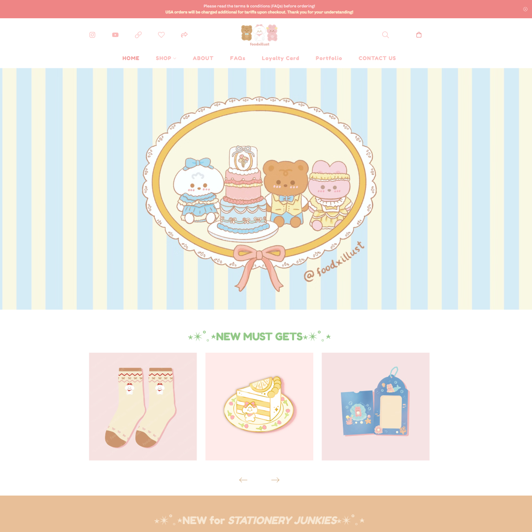 Foodxillust Portfolio screenshot that showcases food related illustrations