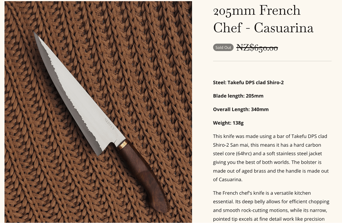 Image of an online store of Nerdflyknives