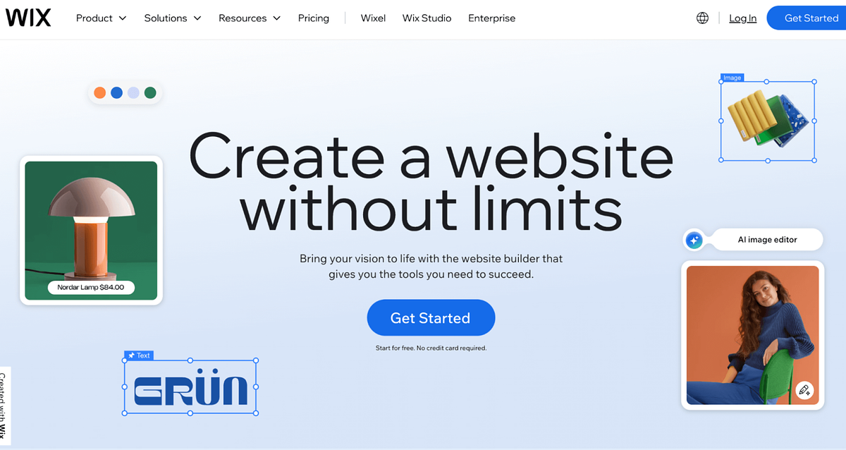 Wix homepage screenshot