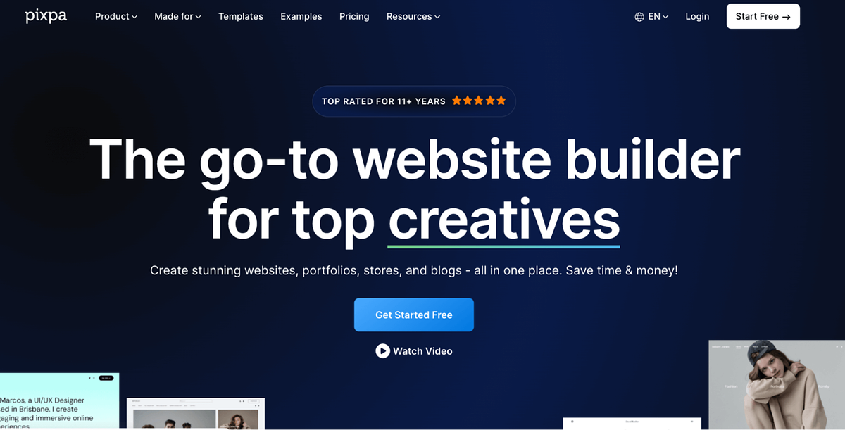 Screenshot von PixpaHomepage