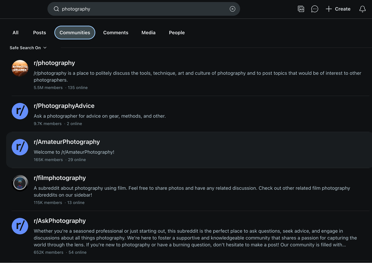 Screenshot der Reddit-Oberfläche