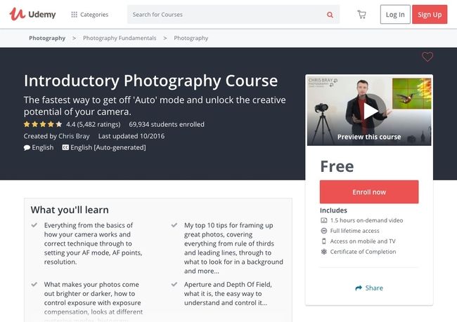 Einführungskurs in die Fotografie von Udemy