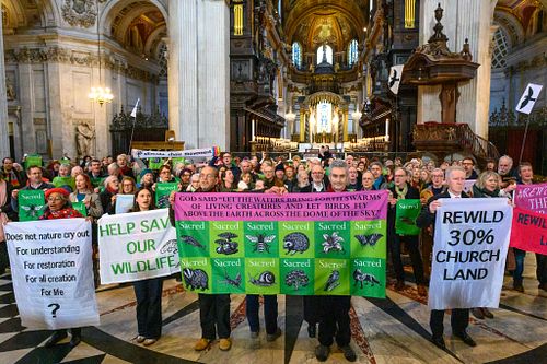 Singing flash mob by the Climate Choir Movement inside Saint Paul’s Cathedral, London, UK