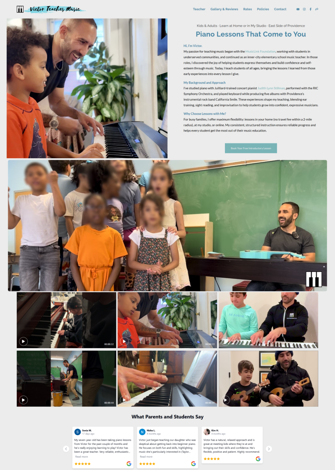 Victor's Music Tutoring Portfolio Site