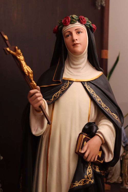 Beautifully restored statue of Saint Rose of Lima for St Rose Catholic Church in New Lexington, Ohio
