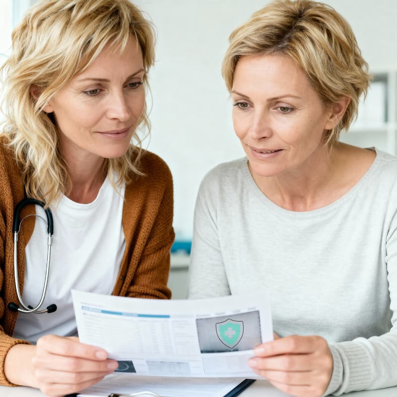 Woman discussing estradiol test results with healthcare provider for HRT optimization