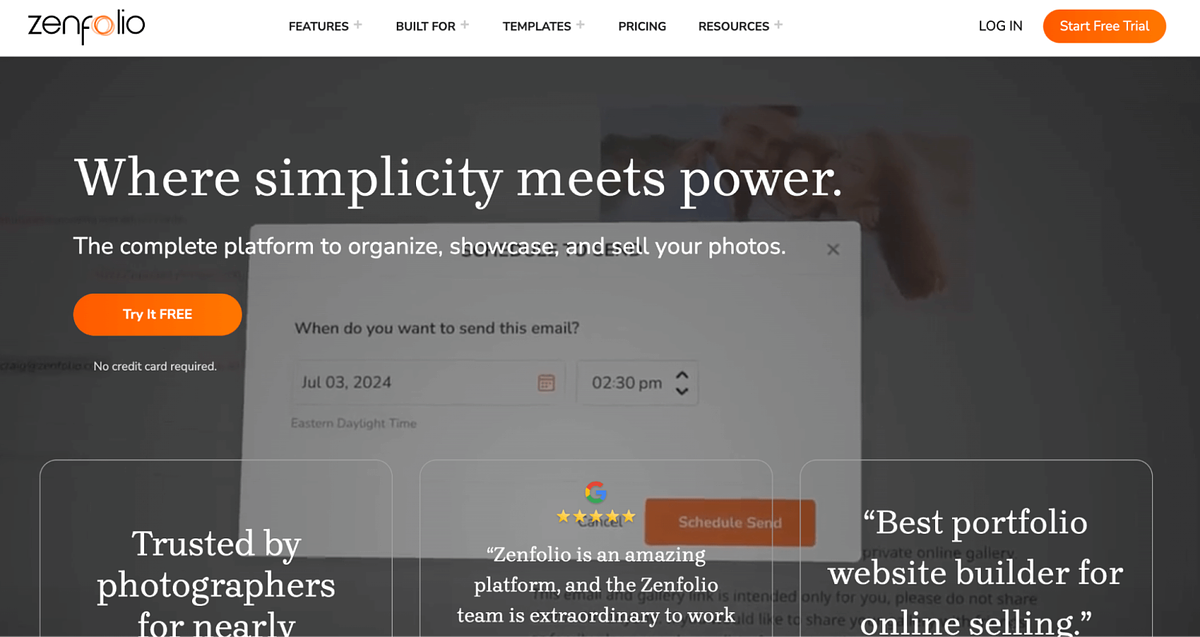 Screenshot of Zenfolio