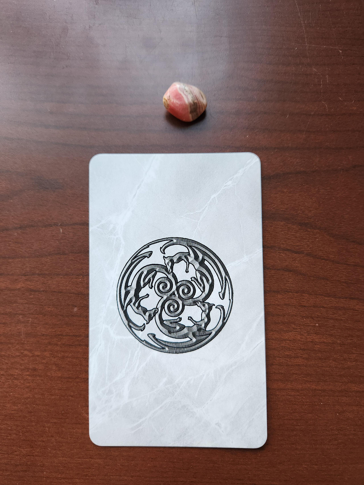Celtic Dragon Tarot Card and Rhodochrosite