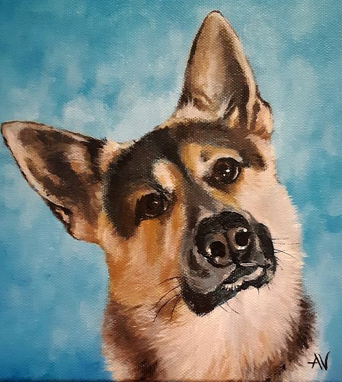 German Shepherd dog portrait with soulful and intelligent eyes