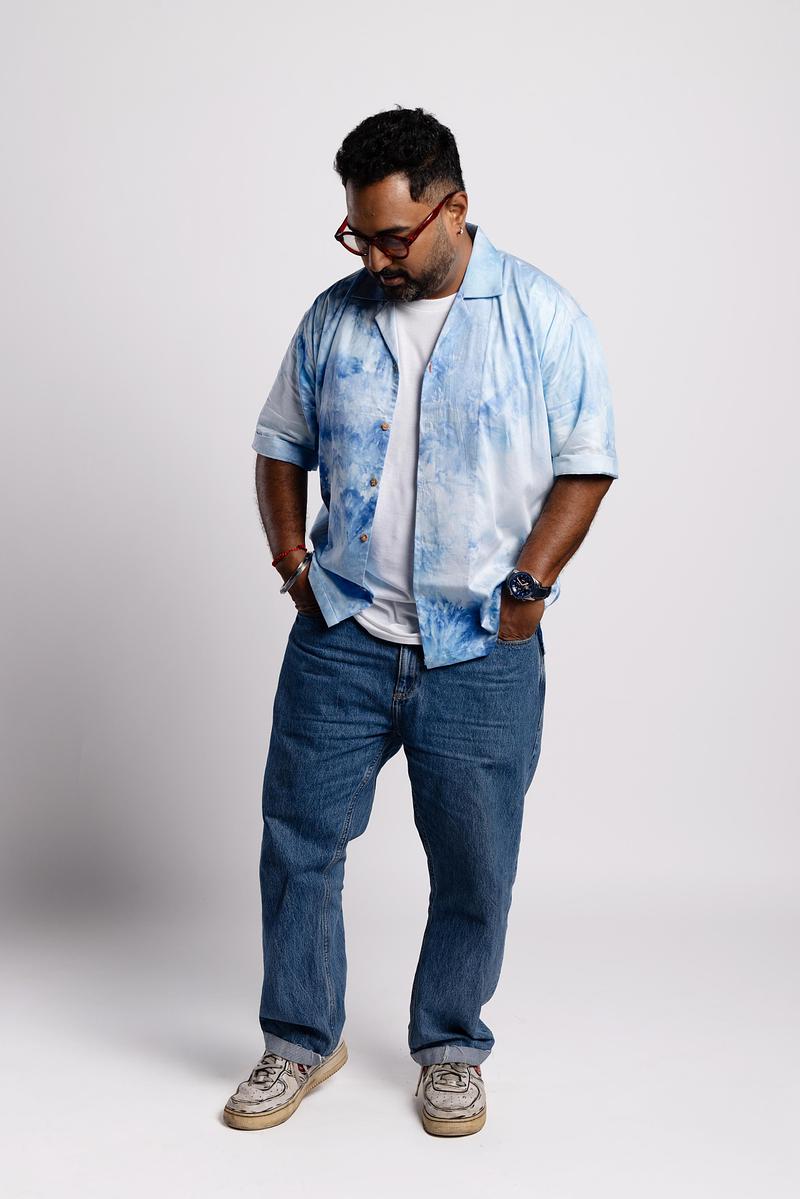 Cuban Collar Shirt - Summer Sky