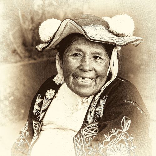 Portrait en sepia d'une femme du Pérou