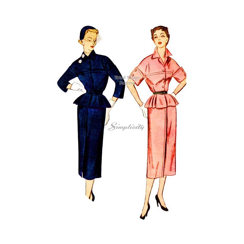 50s peplum dress 40s/50s Black Rayon Peplum Dress
