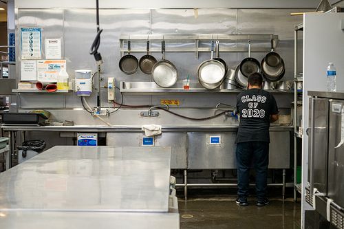 Photojournalistic image at Homeboy Industries during the pandemic in Los Angeles — photographed by David Andrade